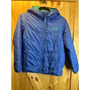 The North Face Girls Reversible Perrito Hooded Winter Jacket Blue/Green